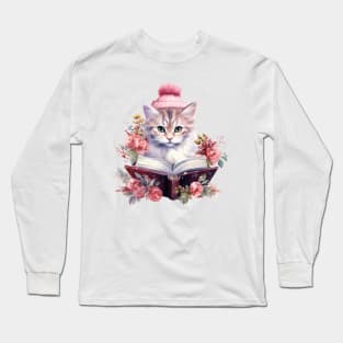 Pink Christmas Cat Long Sleeve T-Shirt